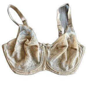 Wacoal Women's Balconette Bra Brown 34DDD Underwired Sheer Lace Retro Chic